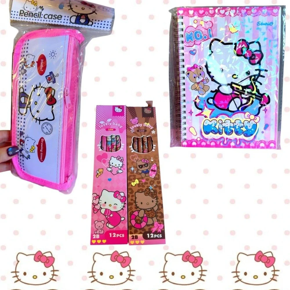 Y2K PINK COQUETTE HELLO KITTY ACCESSORIES STATIONARY LOT NEW